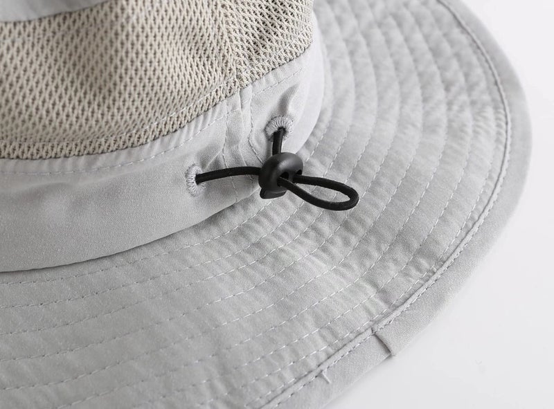 Connectyle Kids Sun Hat Toddler Boy Bucket Hat Breathable Beach Hat for Toddler Adjustable Safari Hats for Fishing Light Gray - Image 3
